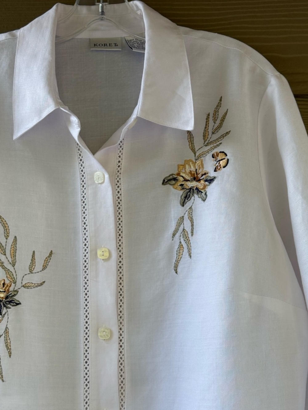 VTG KORET White Embroidered Linen Blend Coastal Boho Chic Shirt Blouse Sz 16W - Picture 5 of 10